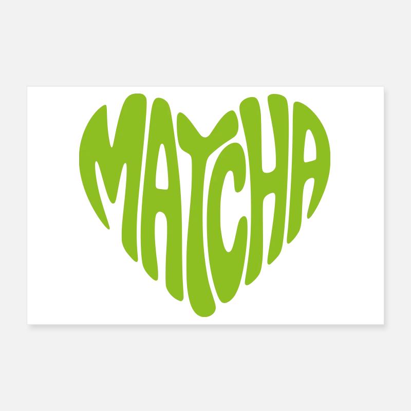 Matcha Heart Shape Poster 12" x 8" (30x20 cm)