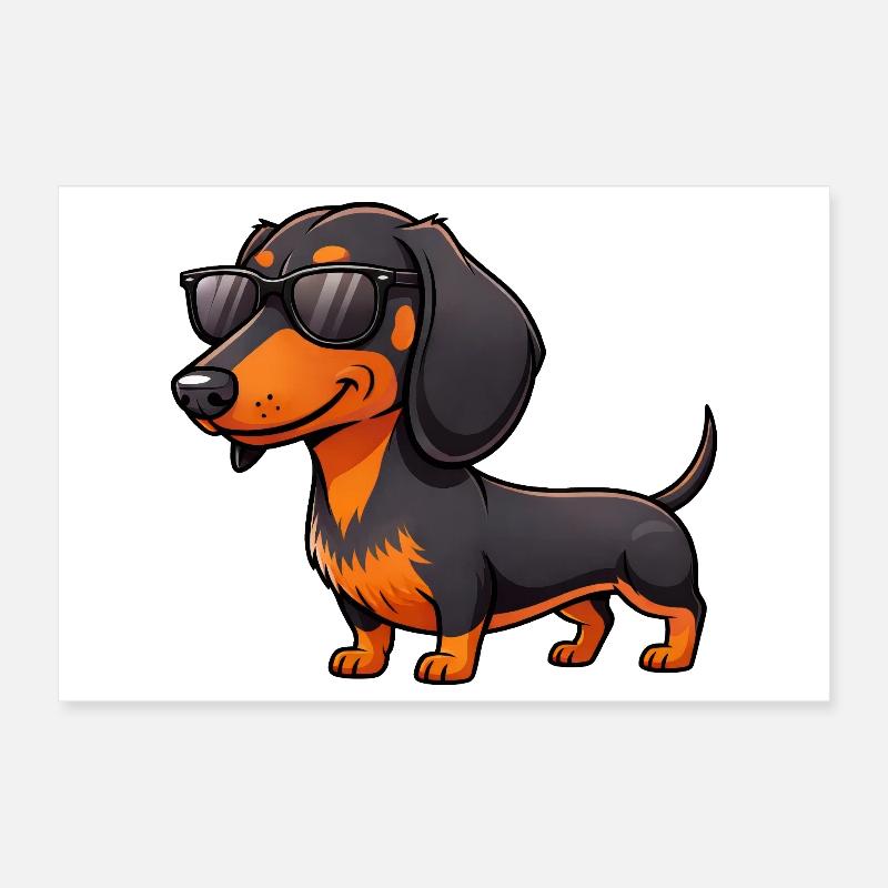 Teckel cool avec lunettes de soleil, ami d’été Poster 30 x 20 cm
