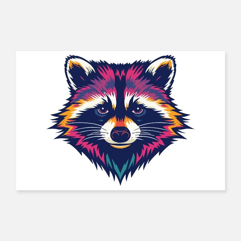 Color Explosion Raccoon Head Poster 12" x 8" (30x20 cm)