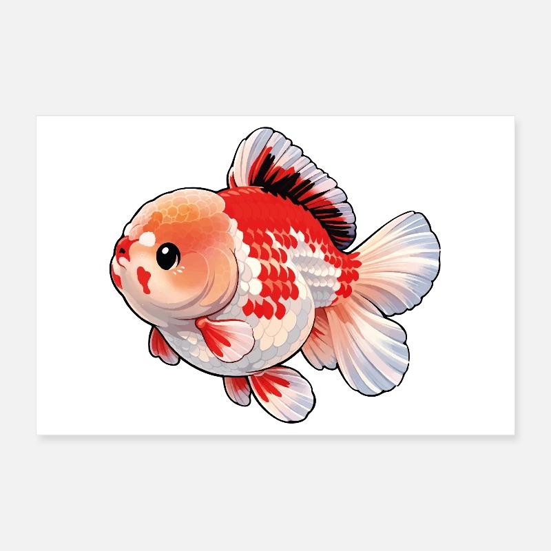 Grade White Orange Black Oranda HQ Goldfish Poster 30x20 cm