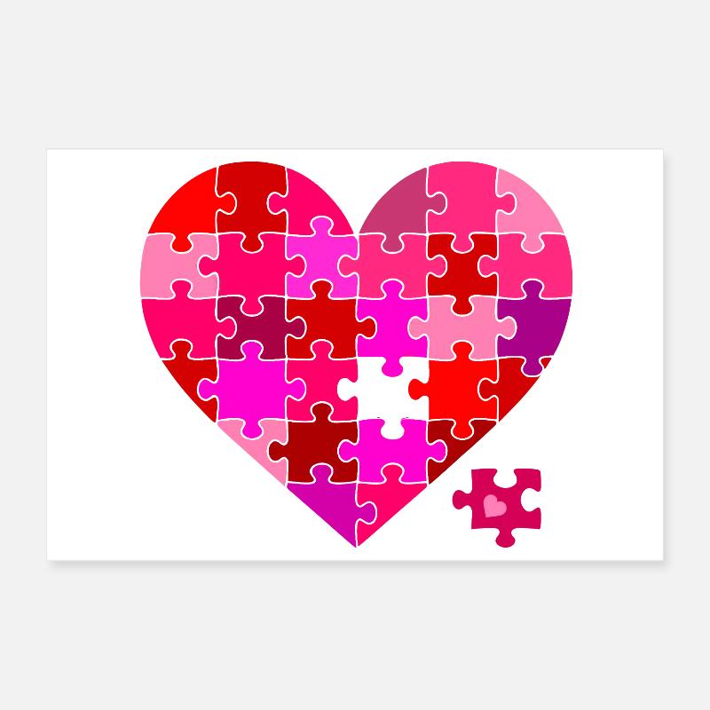 Explosion de couleurs du puzzle de cœur Poster 30 x 20 cm