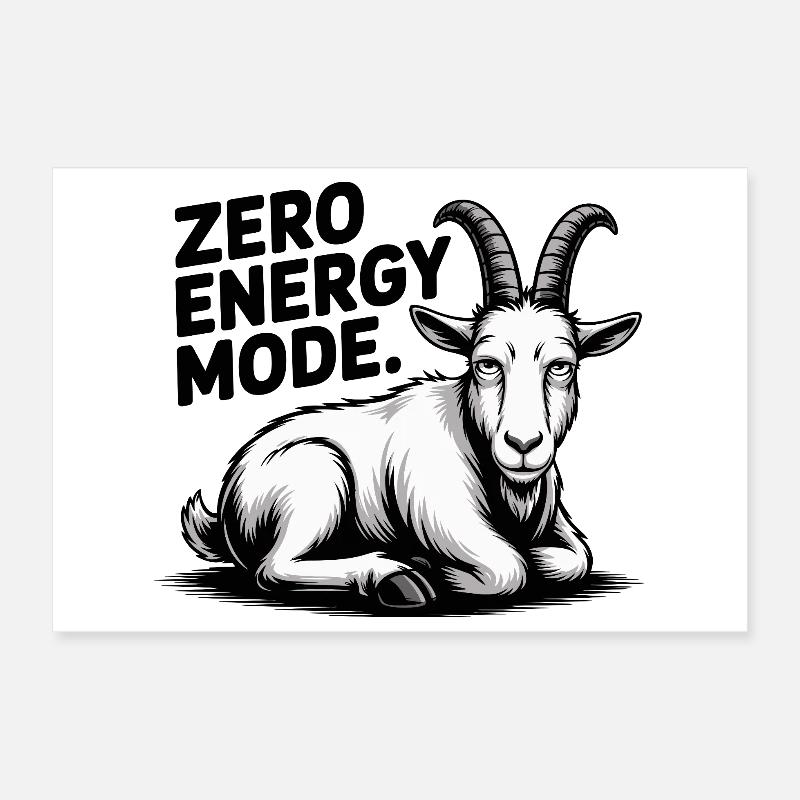 Zero Energy Mode Goat Poster 12" x 8" (30x20 cm)