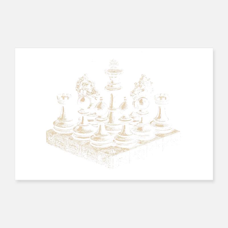 Vintage Chess Design for Chess Lovers Classic Poster 12" x 8" (30x20 cm)
