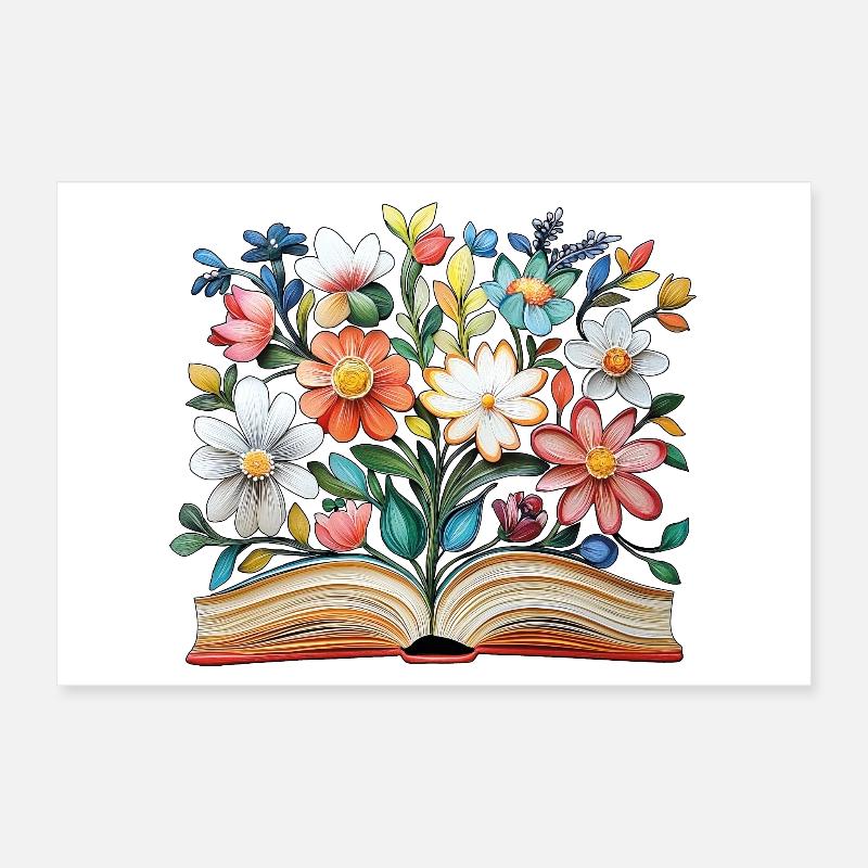 Buch mit Blumen Poster 30x20 cm