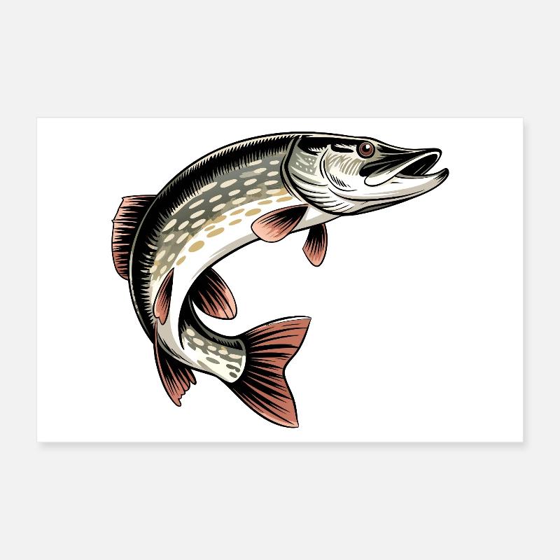 Predatory Pike Poster 12" x 8" (30x20 cm)