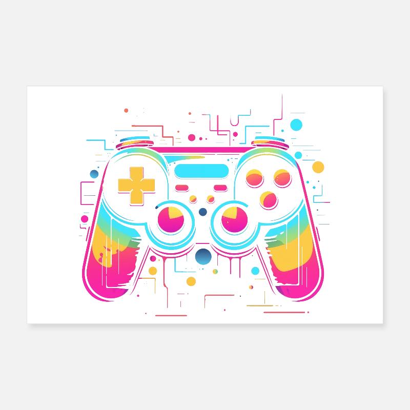 Game Controller Retrowave Look Poster 12" x 8" (30x20 cm)