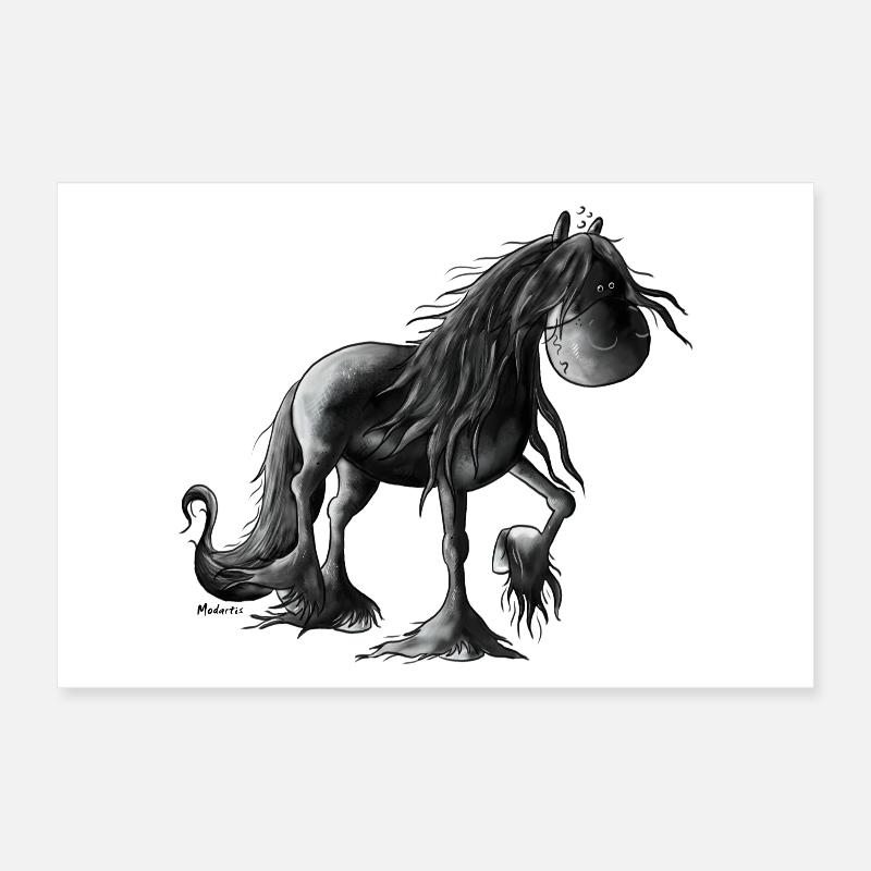 „Black Peal“ - Frison cheval Poster 30 x 20 cm