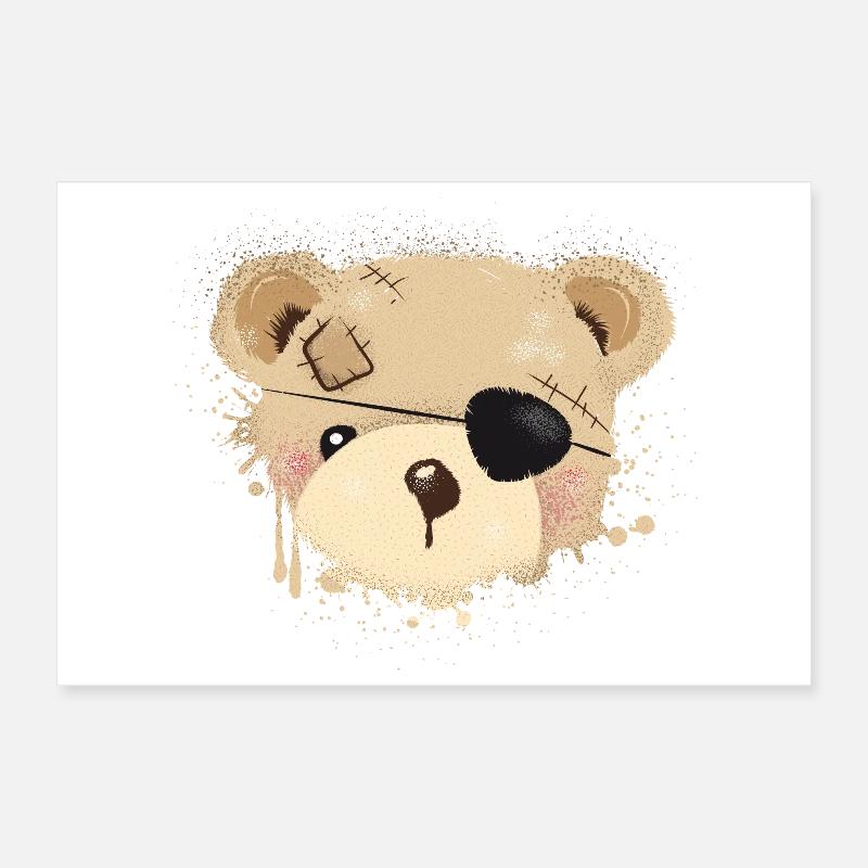Nounours avec cache-œil Poster 30 x 20 cm