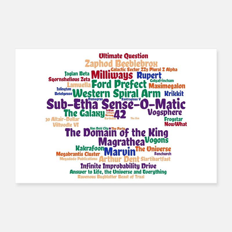 Nuage de mots de science-fiction avec 42 Poster 30 x 20 cm