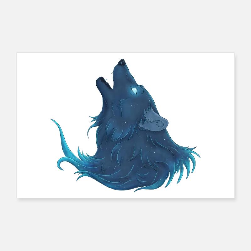 Heulender blauer Wolf - Guide Loup Bleu Poster 30x20 cm