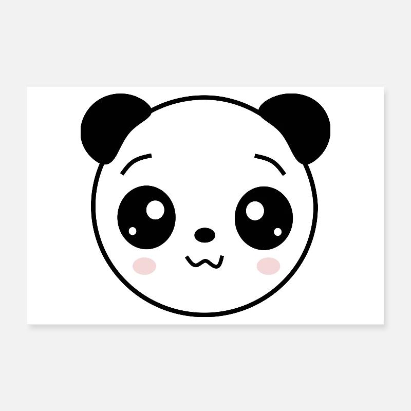 Panda Panda Ours Ours Ours Visage Ours Yeux mignons Poster 30 x 20 cm