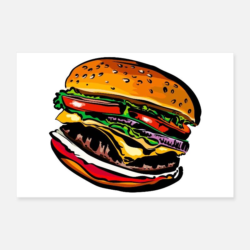 Burger Cheeseburger Restauration rapide Poster 30 x 20 cm