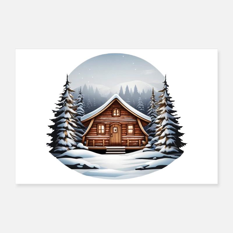 Cabane en bois, cabane de Noël Poster 30 x 20 cm