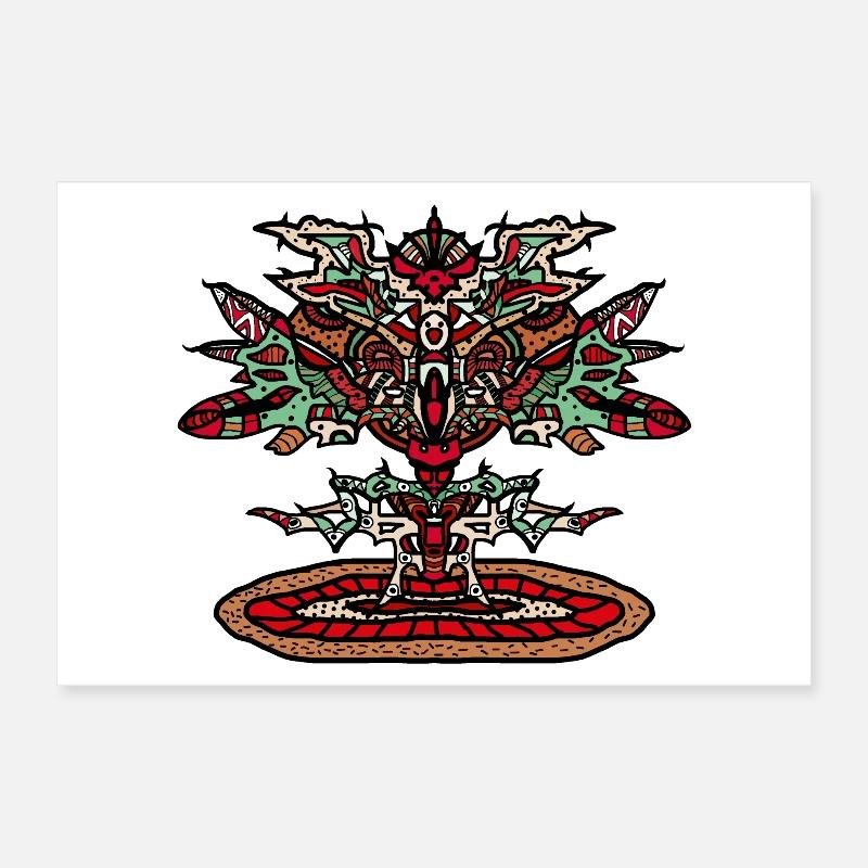 Totem Dragon Mandala Psychedelic Poster 12" x 8" (30x20 cm)