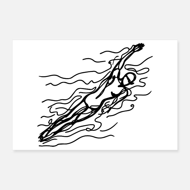 Schwimmer Skizze Poster 30x20 cm