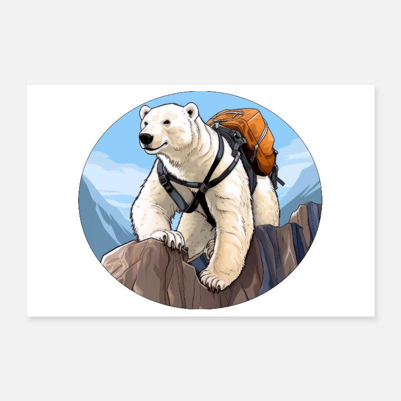 Eisbären Wandern / Bergsteiger Eisbär Poster 30x20 cm