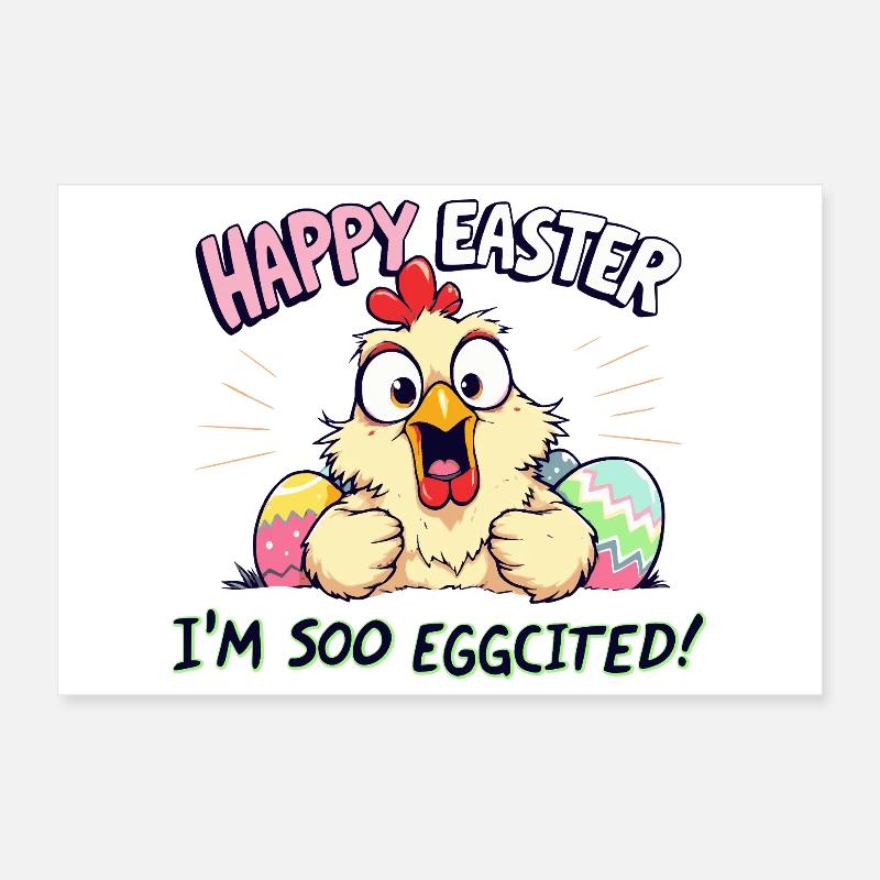 happy easter i am eggcited Poster 12" x 8" (30x20 cm)