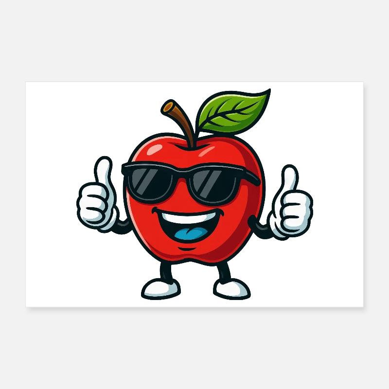 Fruchtiger roter Apfel Sommercool Daumen hoch Poster 30x20 cm