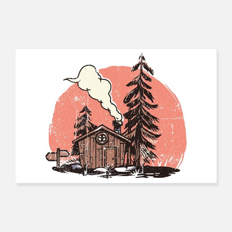 Illustration de cabane forestière confortable Poster 30 x 20 cm