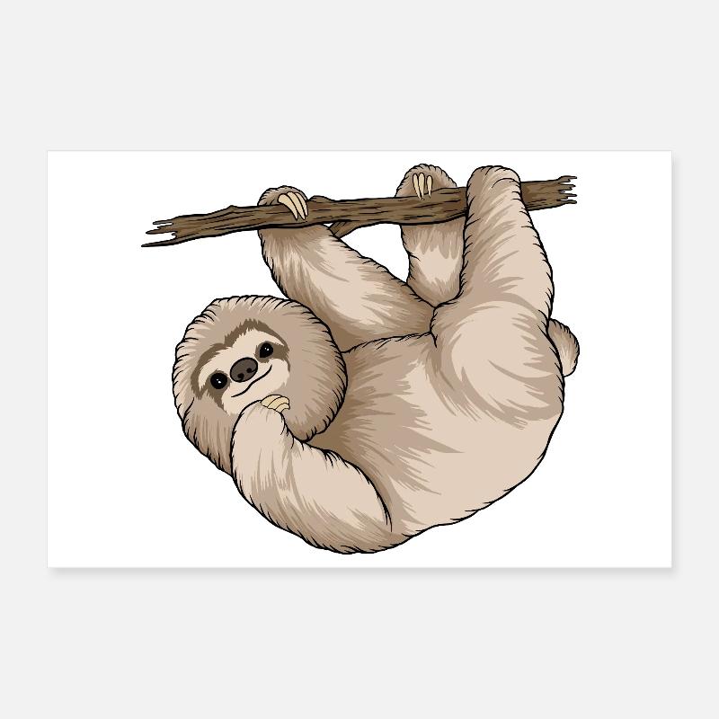 Charming Sloth Hugging Branch  Poster 12" x 8" (30x20 cm)