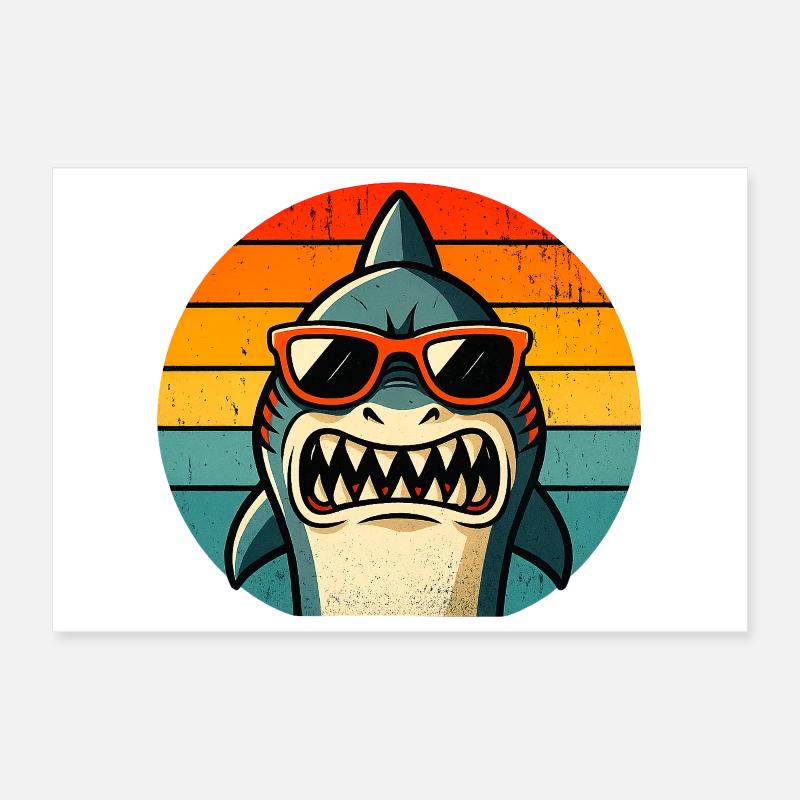 Requin Cool avec Lunettes de Soleil Poster 30 x 20 cm