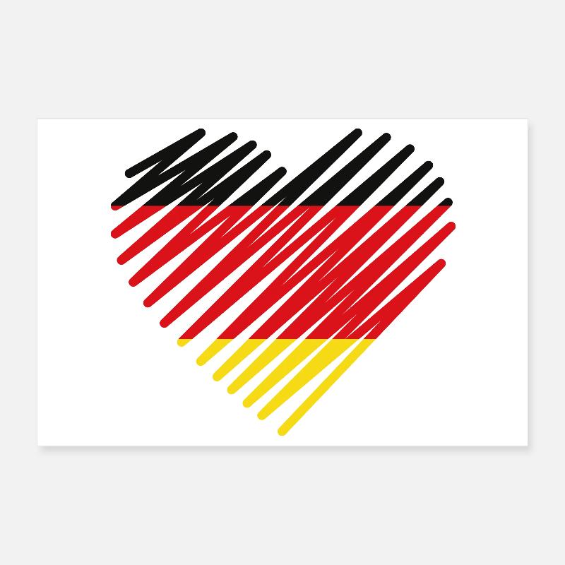 Drapeau allemand abstrait coeur design Poster 30 x 20 cm