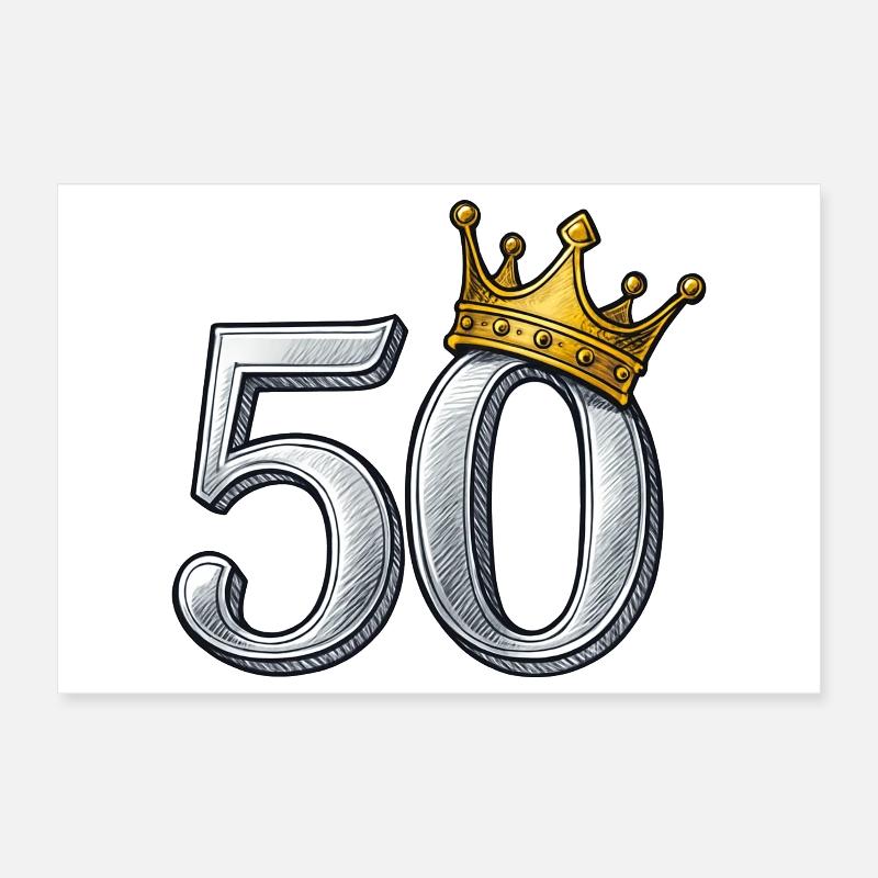 50. Geburtstag Gold Krone Geschenkidee Poster 30x20 cm