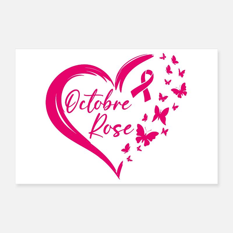 Octobre Rose Ruban Sensibilisation Poster 30 x 20 cm