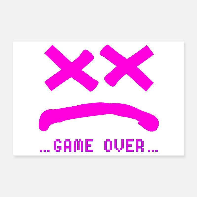 Game Over sans sourire rose Poster 30 x 20 cm
