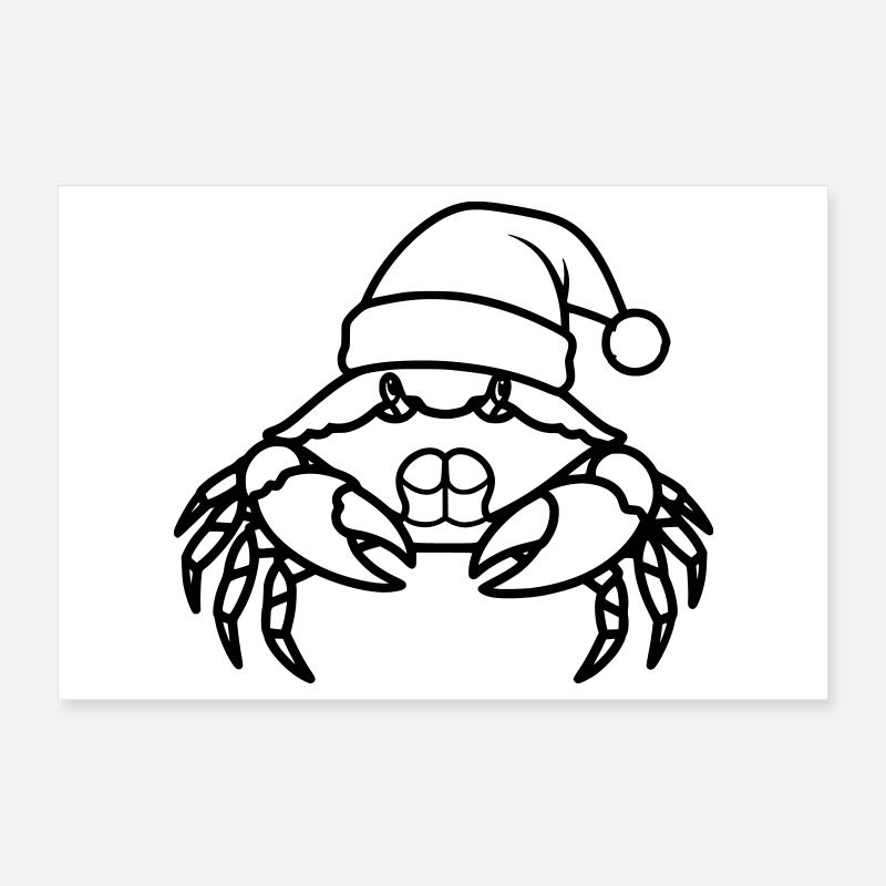 Illustration de dessin animé de crabe de Noël Poster 30 x 20 cm