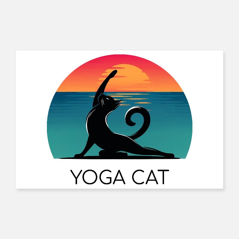 Yoga Cat – Un design décontracté pour les fans de chats Poster 30 x 20 cm