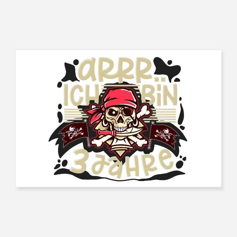 3rd Birthday Pirate Poster 12" x 8" (30x20 cm)