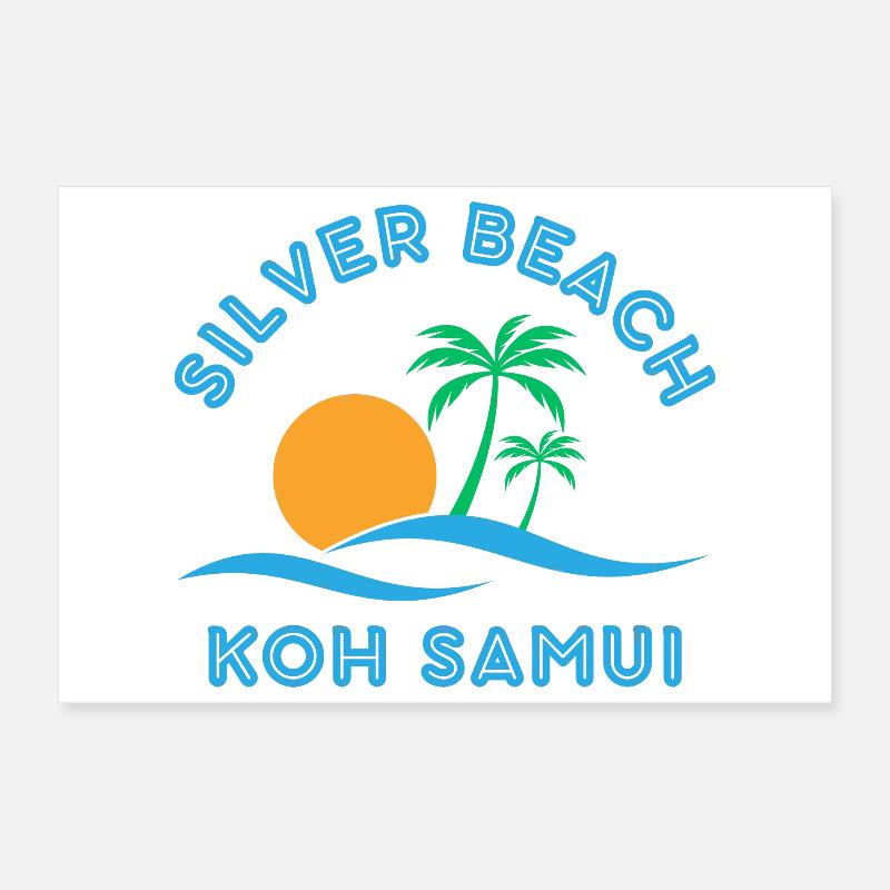 Koh Samui Sunset Palm Waves Poster 12" x 8" (30x20 cm)