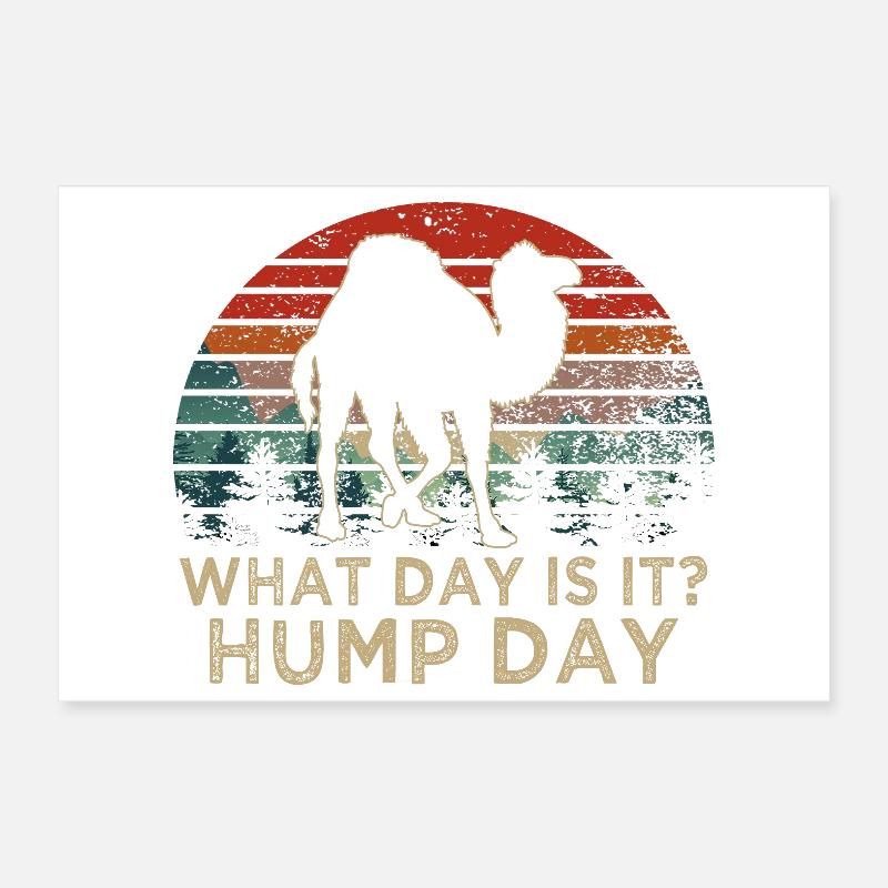 What Day Is It Hump Day Camel Retro Sunset Poster 12" x 8" (30x20 cm)