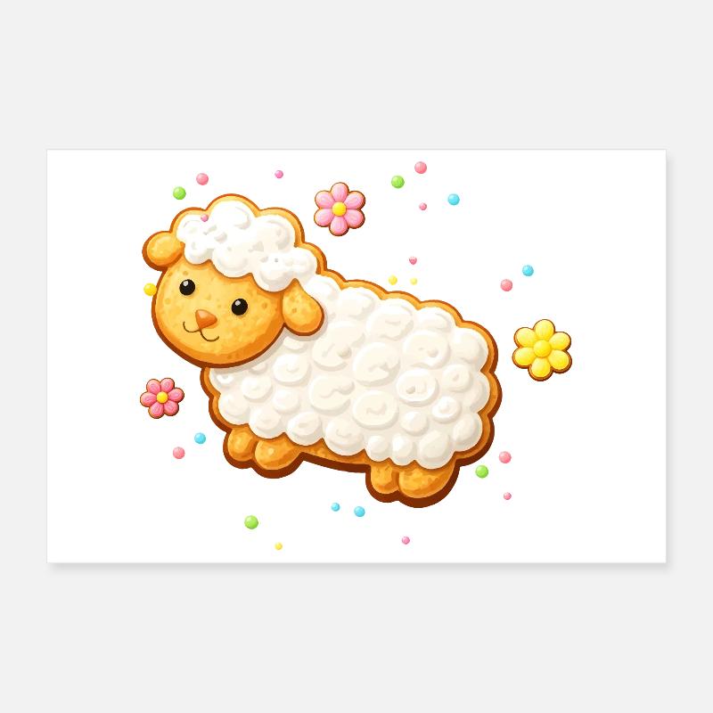 Agneau mignon comme illustration de biscuit décoré Poster 30 x 20 cm