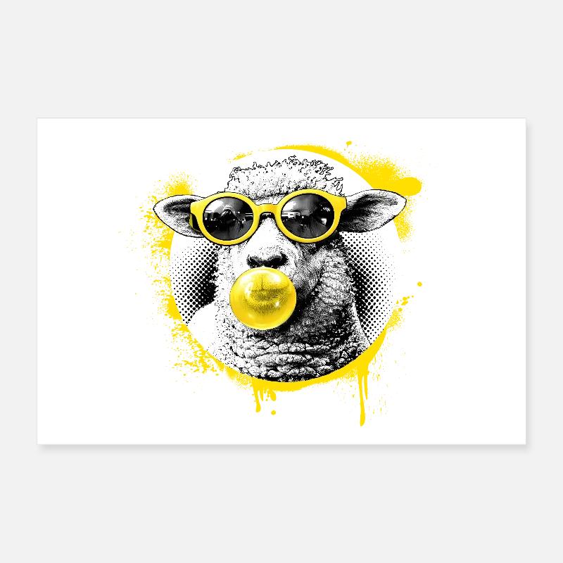 Lamm mit Gelber Brille Pop-Art Poster 30x20 cm