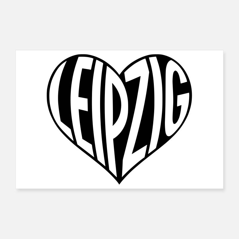 Leipzig Herz Typo Poster 30x20 cm