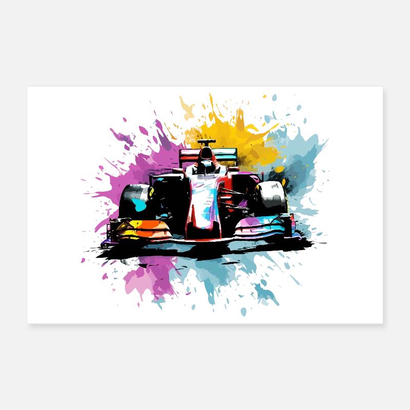 Splash Art coloré Rush Course Car Driver Racing Racing Poster 30 x 20 cm