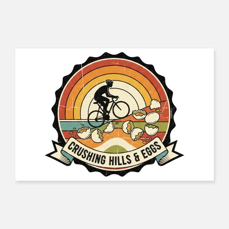 Badge rétro de cyclisme Crushing Hills & Eggs Poster 30 x 20 cm
