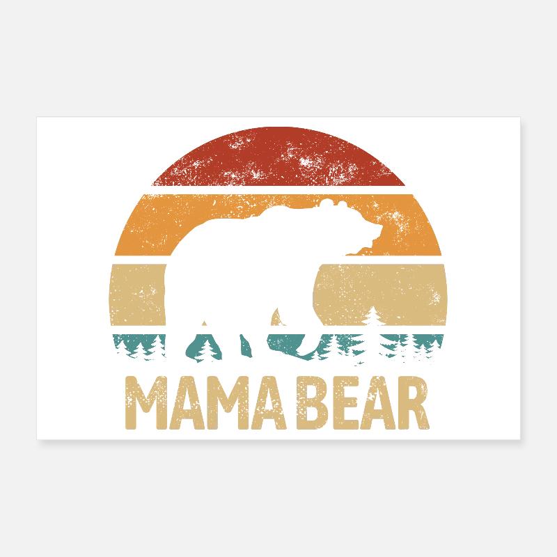Mama Bear - Mother's Day - Vintage Gift Poster 12" x 8" (30x20 cm)