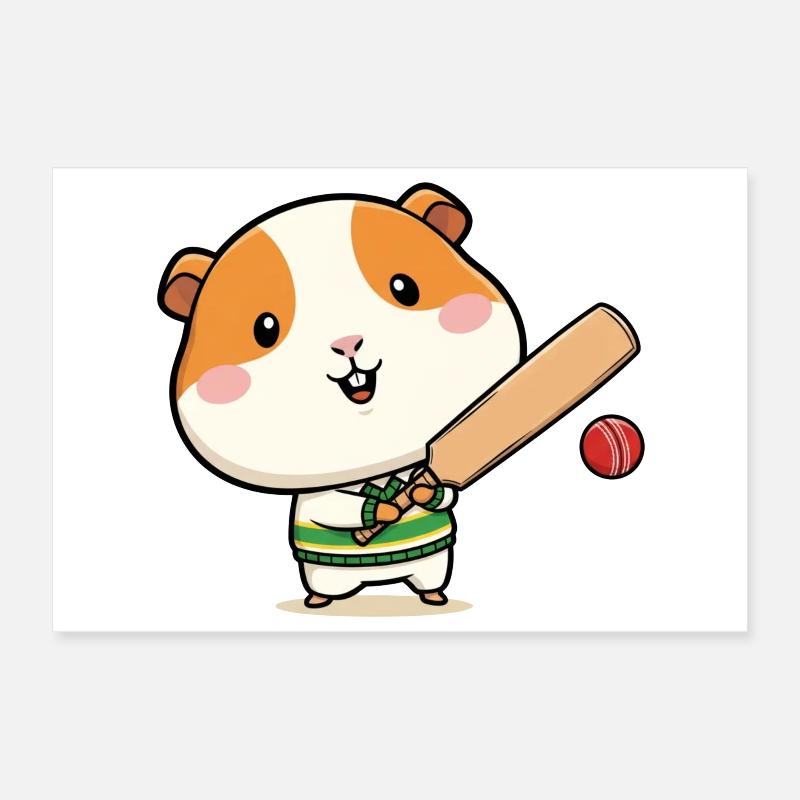 Dessin animé mignon grillon cochon d’Inde Poster 30 x 20 cm