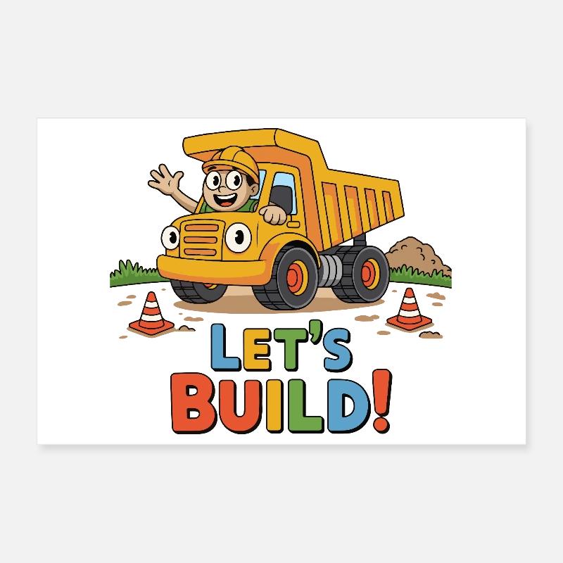 Construisons ! Camion de chantier Poster 30 x 20 cm
