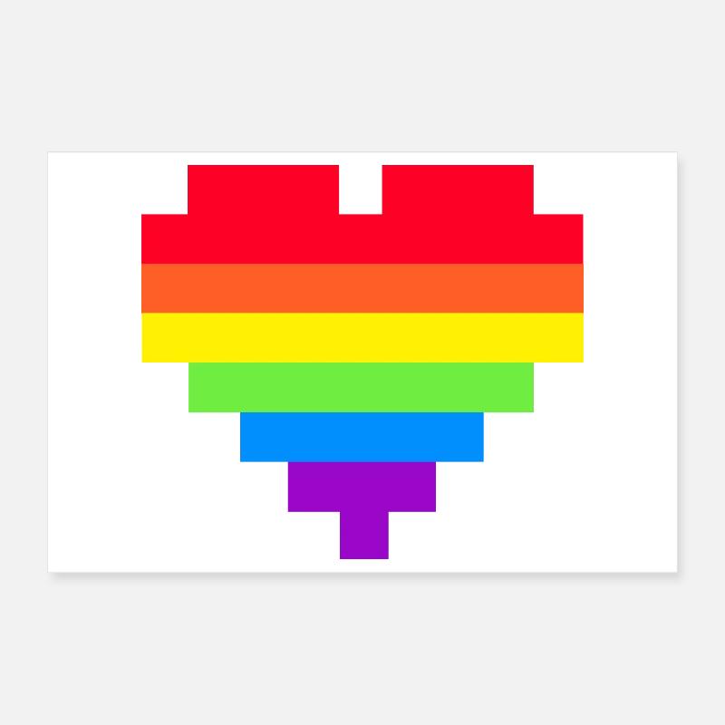 Pixel Herz Regenbogenfahne Poster 30x20 cm