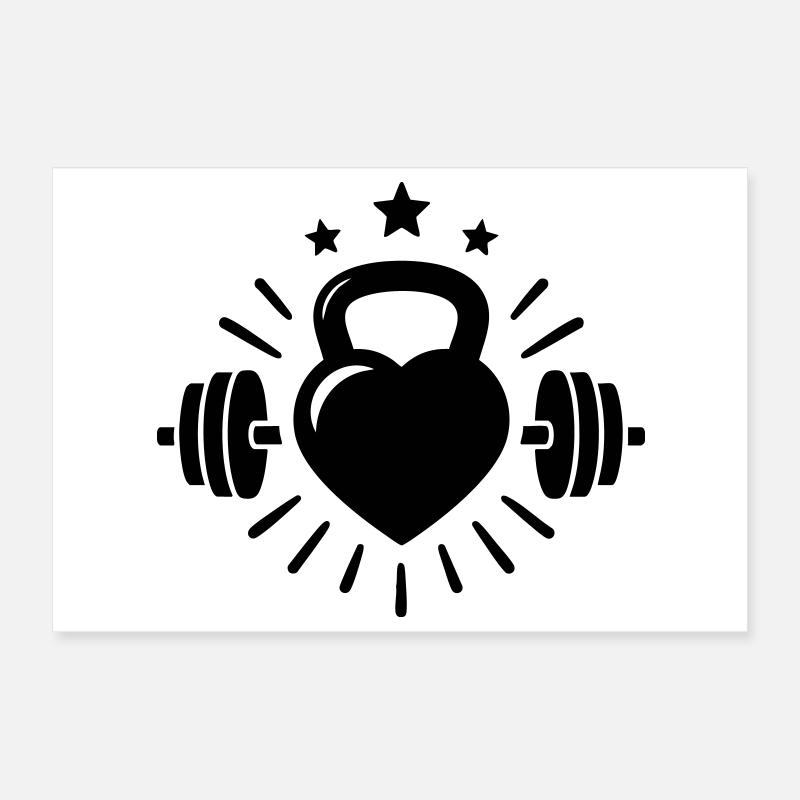 Kettlebell Heart Dumbbell – Love Lifting Poster 12" x 8" (30x20 cm)