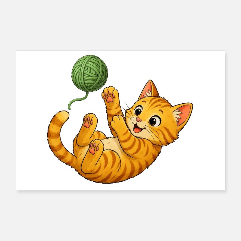 Kitten playing with wool Poster 12" x 8" (30x20 cm)