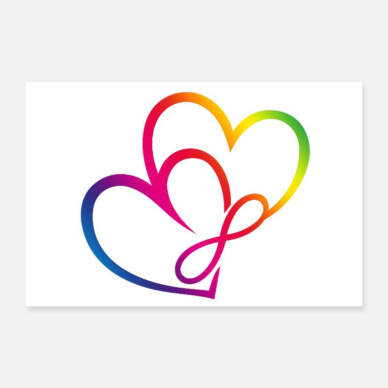 Zwei Herzen Regenbogen Infinity Love CSD LGBT Poster 30x20 cm