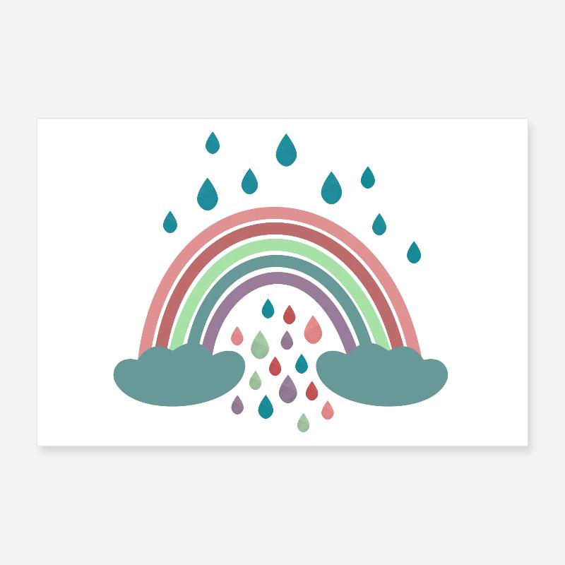 Happy Rainbow Regenbogen Design Poster 12" x 8" (30x20 cm)