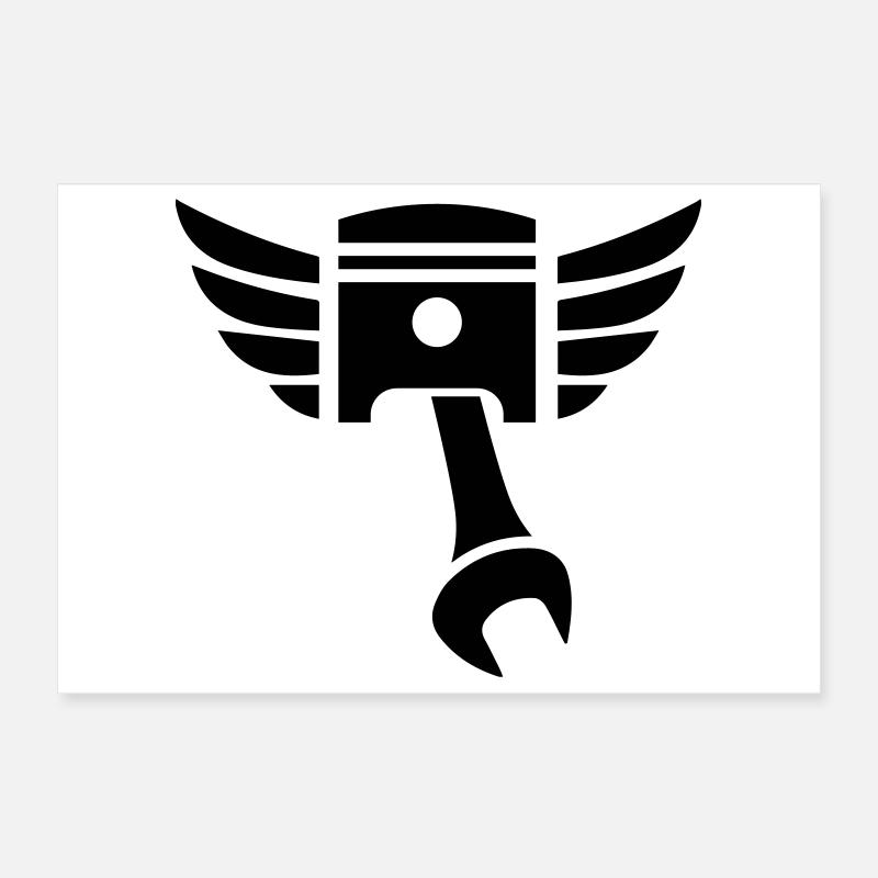 Emblème de clé de piston avec ailes Poster 30 x 20 cm