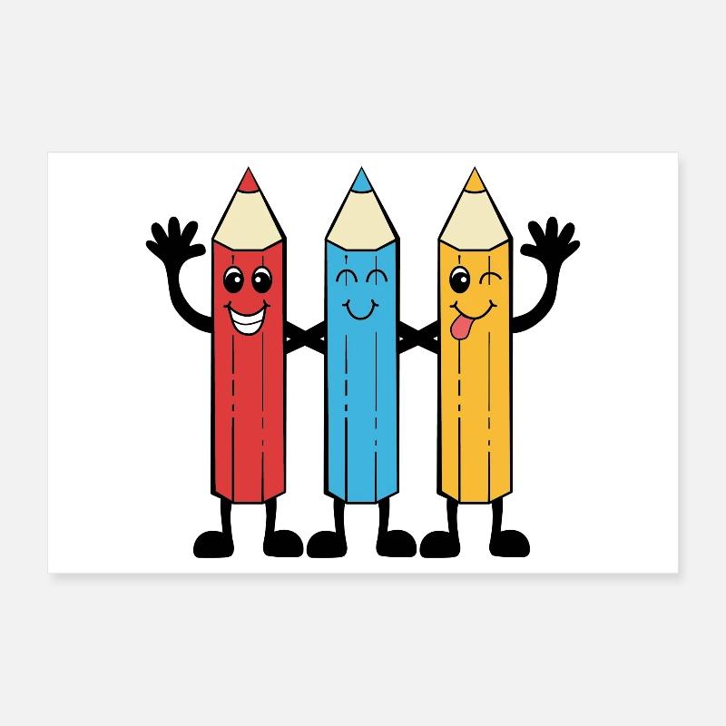 Buntstifte im Comic-Stil Poster 30x20 cm