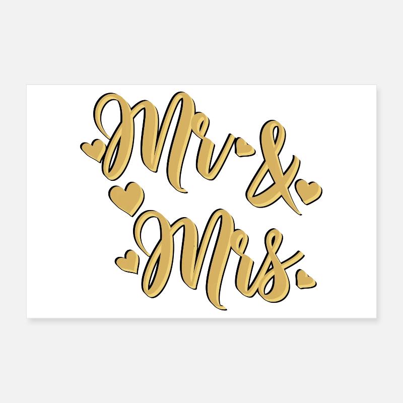 Mr And Mrs relief black gold to customize Poster 12" x 8" (30x20 cm)